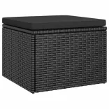 3-személyes fekete polyrattan kanapé tetővel és lábtartóval