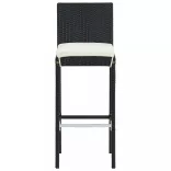 6 db fekete polyrattan bárszék párnával