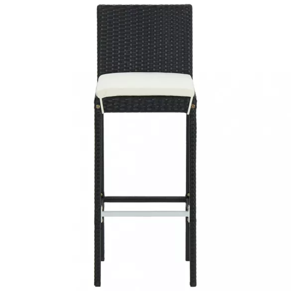 6 db fekete polyrattan bárszék párnával