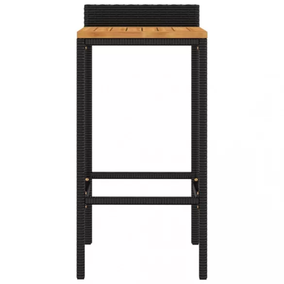 4 db fekete polyrattan és tömör akácfa bárszék