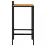 4 db fekete polyrattan és tömör akácfa bárszék