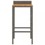 4 db szürke polyrattan és tömör akácfa bárszék