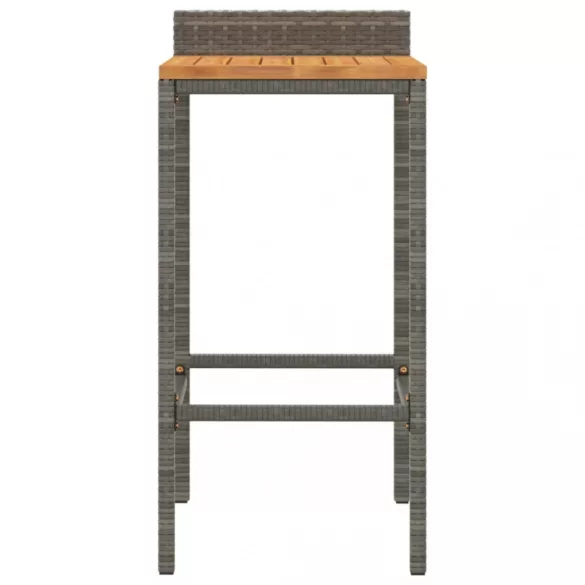 4 db szürke polyrattan és tömör akácfa bárszék