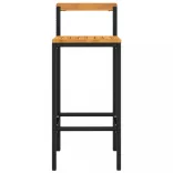 2 db fekete polyrattan és tömör akácfa bárszék