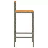 2 db szürke polyrattan és tömör akácfa bárszék