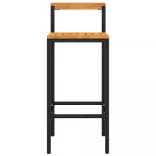 4 db fekete polyrattan és tömör akácfa bárszék