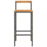 4 db szürke polyrattan és tömör akácfa bárszék