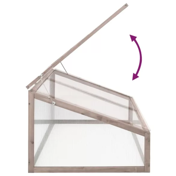 szürke fenyőfa melegház 110 x 56 x 39 cm