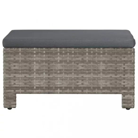 szürke polyrattan kerti lábtartó párnával