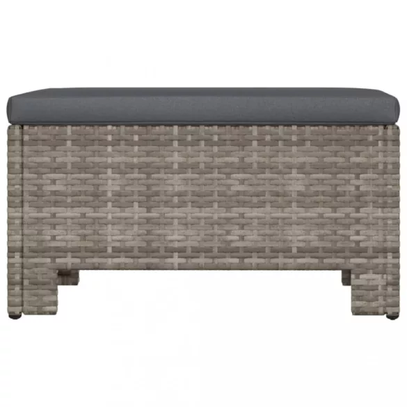 szürke polyrattan kerti lábtartó párnával