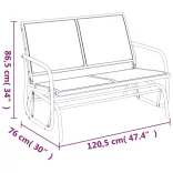 fekete textilén és acél kerti sikló pad 120,5 x 76 x 86,5 cm