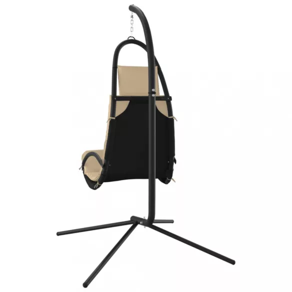 krémszínű oxford szövet és acél kerti hintaszék párnával