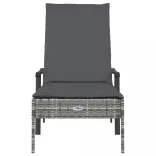 szürke polyrattan napozóágy párnával