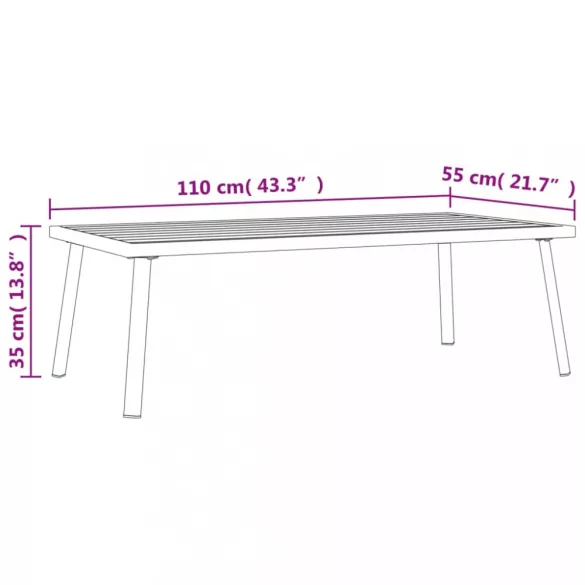 antracitszürke acél kerti dohányzóasztal 110 x 55 x 35 cm