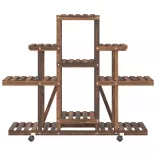 tömör fenyőfa virágtartó állvány kerekekkel 110 x 25 x 101 cm