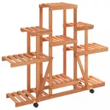 tömör fenyőfa virágtartó állvány kerekekkel 110 x 25 x 101 cm