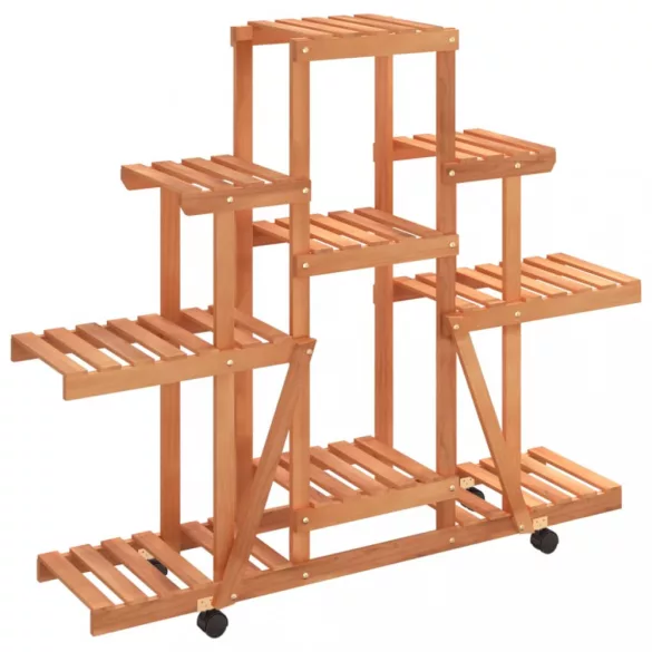 tömör fenyőfa virágtartó állvány kerekekkel 110 x 25 x 101 cm