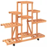 tömör fenyőfa virágtartó állvány kerekekkel 110 x 25 x 101 cm