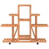 tömör fenyőfa virágtartó állvány kerekekkel 110 x 25 x 101 cm