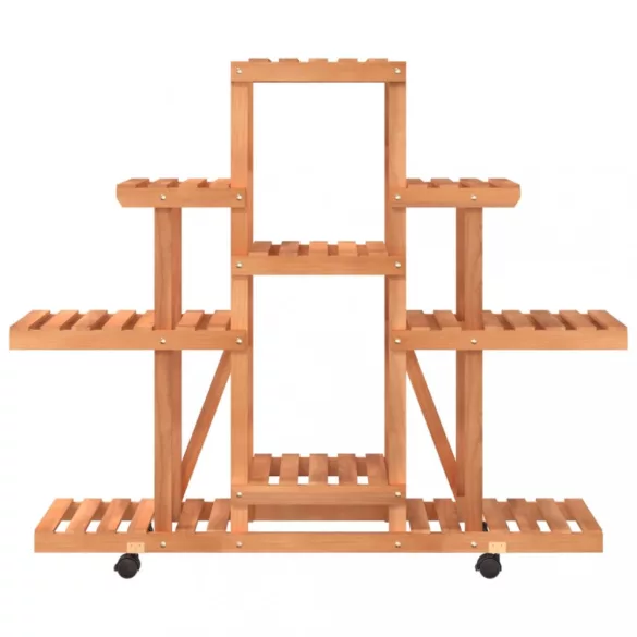 tömör fenyőfa virágtartó állvány kerekekkel 110 x 25 x 101 cm