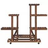 tömör fenyőfa virágtartó állvány kerekekkel 95 x 25 x 101 cm
