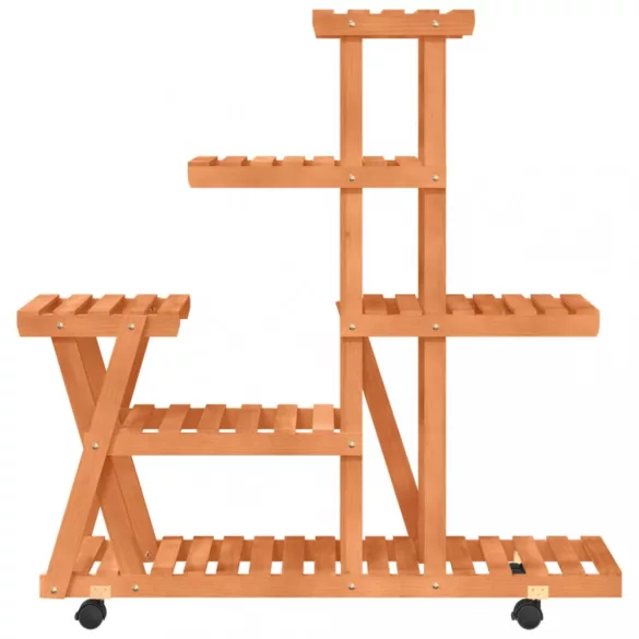 tömör fenyőfa virágtartó állvány kerekekkel 95 x 25 x 101 cm