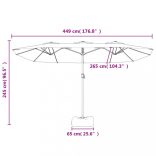 antracitszürke dupla tetős napernyő 449x265 cm