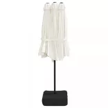 homokfehér dupla tetős napernyő LED-ekkel 449x265 cm