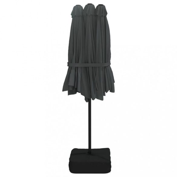 antracitszürke dupla tetős LED-es napernyő 449x265 cm