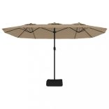 tópszínű dupla tetős napernyő LED-ekkel 449 x 265 cm