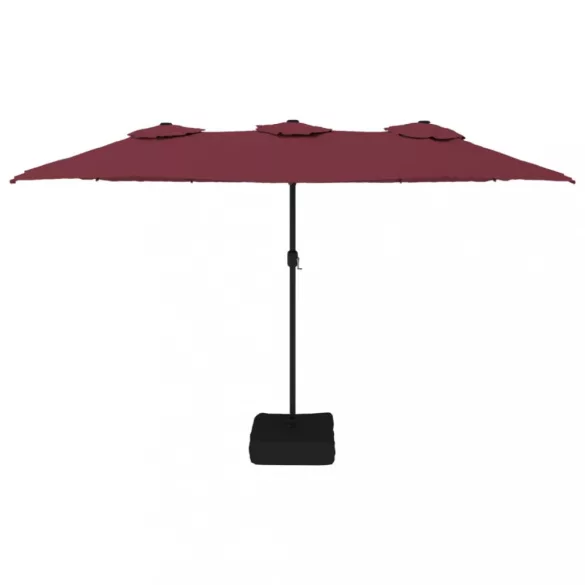 bordó dupla tetős napernyő LED-ekkel 449x265 cm