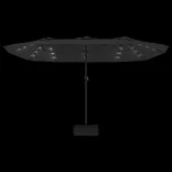 fekete dupla tetős napernyő LED-ekkel 449x265 cm