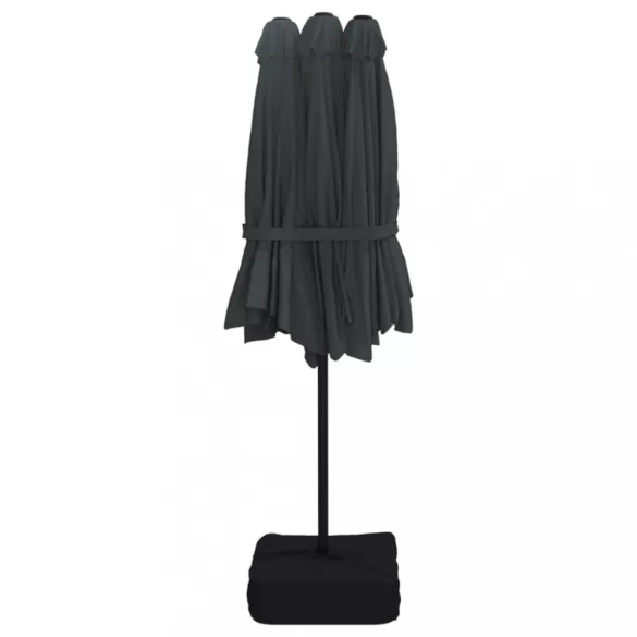 fekete dupla tetős napernyő LED-ekkel 449x265 cm