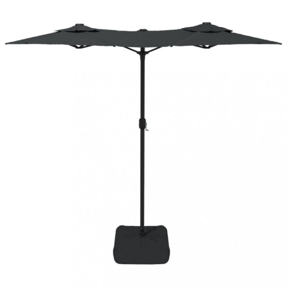 antracitszürke dupla tetős LED-es napernyő 316x145 cm