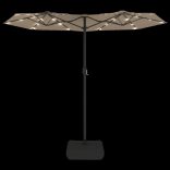 tópszínű dupla tetős napernyő LED-ekkel 316x145 cm