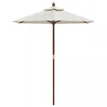 homokszínű kerti napernyő fa rúddal 196 x 231 cm