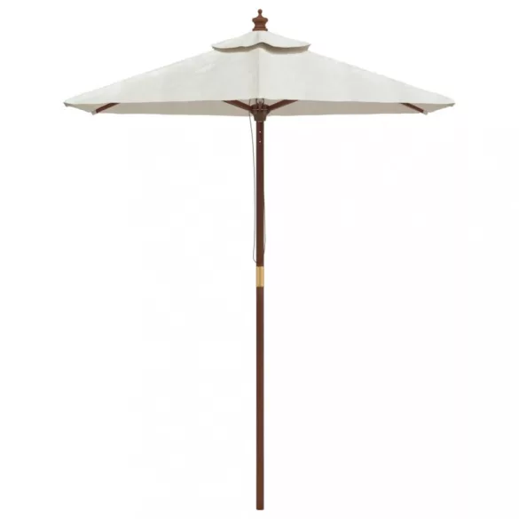 homokszínű kerti napernyő fa rúddal 196 x 231 cm