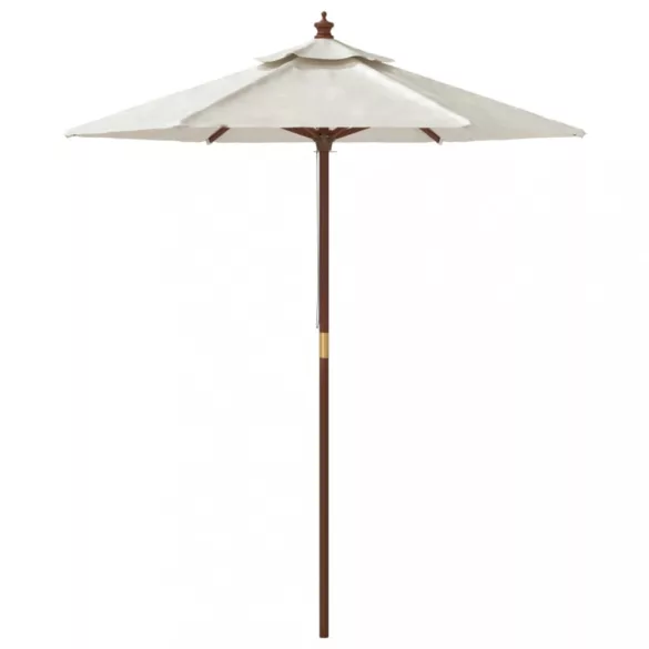 homokszínű kerti napernyő fa rúddal 196 x 231 cm