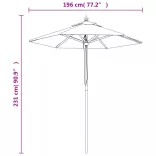 homokszínű kerti napernyő fa rúddal 196 x 231 cm