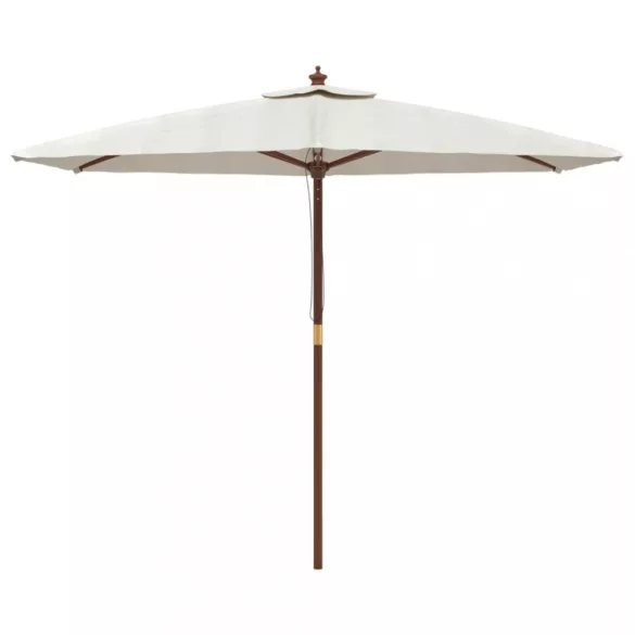 homokszínű kerti napernyő fa rúddal 299 x 240 cm