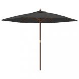 antracitszürke kerti napernyő fa rúddal 299 x 240 cm