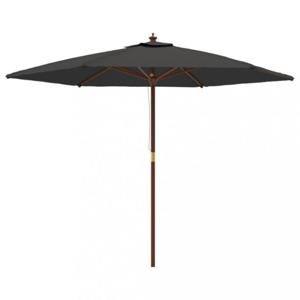 antracitszürke kerti napernyő fa rúddal 299 x 240 cm