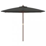 antracitszürke kerti napernyő fa rúddal 299 x 240 cm