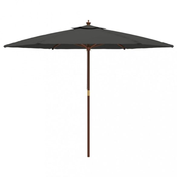 antracitszürke kerti napernyő fa rúddal 299 x 240 cm