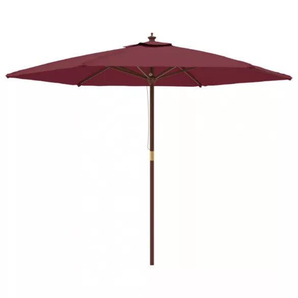 bordó kerti napernyő fa rúddal 299 x 240 cm