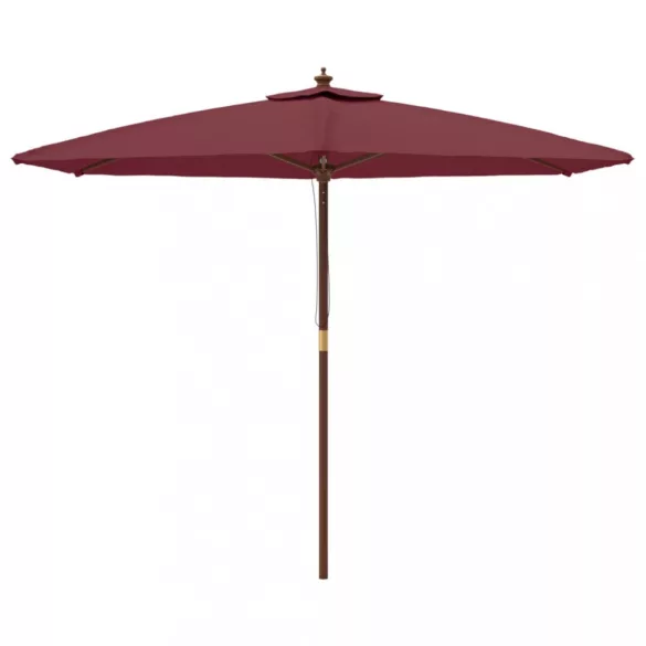 bordó kerti napernyő fa rúddal 299 x 240 cm