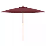 bordó kerti napernyő fa rúddal 299 x 240 cm