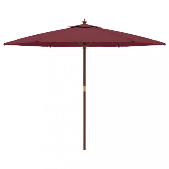bordó kerti napernyő fa rúddal 299 x 240 cm