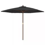 fekete kerti napernyő fa rúddal 299 x 240 cm
