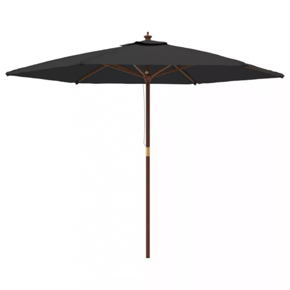 fekete kerti napernyő fa rúddal 299 x 240 cm